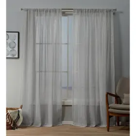 Copper Grove 064247001398 Svilengrad Sheer Rod Pocket Top Curtain Panel Silver 54x84