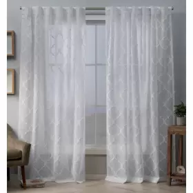 Copper Grove 642472105434 Botevgrad Embellished Sheer Top Curtain Panel White 54x84