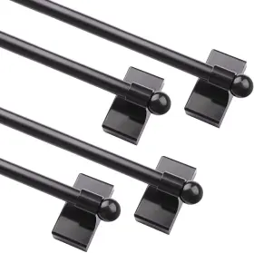 Coquilles 791342246279 Multi-use Adjustable Magnetic Curtain Rods For Doors 9-16inch Black-4pcs