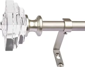 Coquilles 791342270793 Acrylic Square Finials Curtain Rod 3/4 Inch Diameter Single 48-84 Nickel