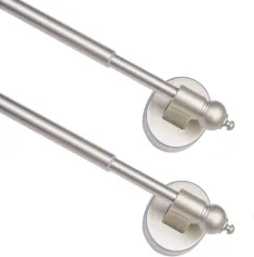 Coquilles 791548380388 Magnetic Curtain Rods Multi-use Adjustable 16-28 Inch 2 Pack Nickel