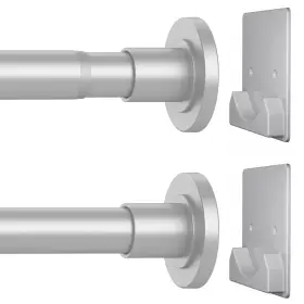 Corklatta 702909735761 Matte Silver Shower Curtain Rod 1 Inch Diameter Stainless Steel Adjustable Sp