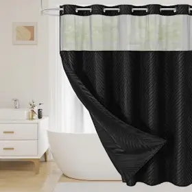 Craidlela 694685010227 No Hook Black Boho Shower Curtain And Liner Set Modern Fabric Curta Inch