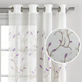 Ymc001188 Creative Home Ideas Wavy Leaves Embroidered Window Curtain With Grommets Ex