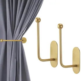Kao-croblissful-1655 Croblissful 2 Pcs Adhesive Curtain Holdbacks No Drill Tie Backs