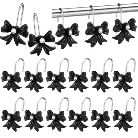 Kao-croblissful-2580 Croblissful 12 Pcs Black Bow Decorative Shower Curtain Hooks Stainless