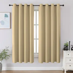 Cucraf 810166950015 Beige Blackout Curtains 54 Inch Length 2 Panels Set Room Darkening Dr