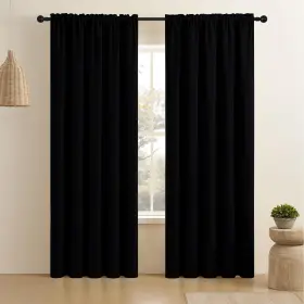Cucraf 810166951517 Black Blackout Curtains 84 Inch Length 2 Panels Set Rod Pocket Room D