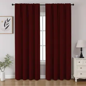 Cucraf 810166951975 Burgundy Red Blackout Curtains 84 Inch Length 2 Panels Set Rod Pocket
