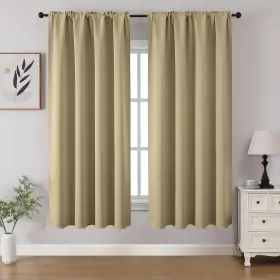 Cucraf 810166952095 Beige Blackout Curtains 54 Inch Length 2 Panels Set Rod Pocket Room D