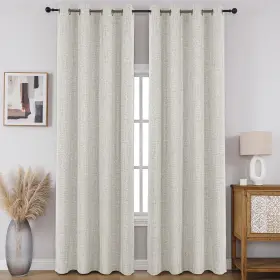 Cucraf 810166953009 100% Blackout Window Curtains 54 Inches Long 2 Panels Set Faux Linen