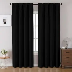 Cu25007-bla-5284 Cucraf Blackout Curtains 84 Inches Long 2 Panels Set For Bedroom Black Rod P