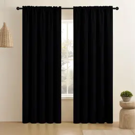 Qjgd861-rp5284-bla Cucraf Black Blackout Curtains 84 Inches Thermal Insulated Noise Reducing Ro