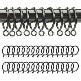 Cunhuy 797439442876 40 Pcs 1.5-inch Curtain Rings Black Eyelet Drapery Can Fit Up To 1.4-i