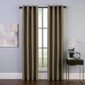 1q80610cbz Curtainworks Malta Faux Silk Grommet Curtain Panel 50 By 120 Inch Bronze