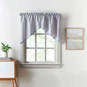Curtainworks 1z44510ssv Chf Morocco Ogee Print Window Kitchen Swag Pair Rod Pocket 58w X 14l Inch