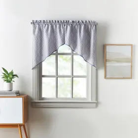 1z44510ssv Curtainworks Chf Morocco Ogee Print Window Kitchen Swag Pair Rod Pocket 58w X 14l Inch
