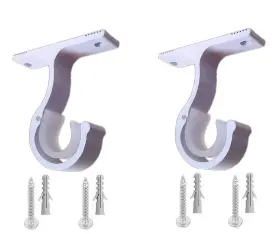 Cutelec 606184428915 Curtain Rod Brackets 2pcs White Holder For Drapery With Diame