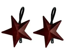 Cwi 787639331544 Burgundy Burgandy Barn Star Curtain Tiebacks Set Of 2