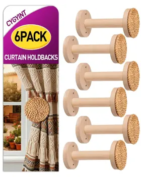 B0gq3z4x63 Cygyint 6 Pack Boho Curtain Holdbacks Ties Wall Mounted Rattan Tieba