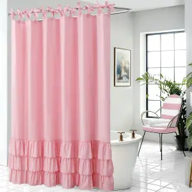 Dc-0624 D Ds Curtain 54x78 Inches Handcrafted Ruffle Shower With Elegant Bow Tiebacks - Wa