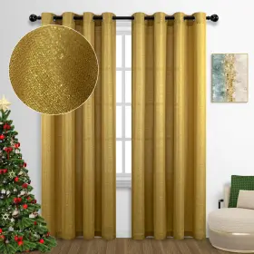 Dc-ysb-dkcl-gold-52x84-1 Dancurton Gold Curtains 84 Inch Length For Living Room 2 Panels Grommet Window Semi She