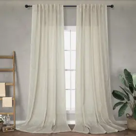 Dt-apcl-hfm-linen-52x84 Dancurton Flax Linen Curtains 84 Inch Length For Living Room 2 Panel Back Tab Rod Pocke