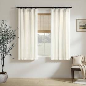 Dancurton Dt-hzcl-hfm-natural-40x54-1 Cream Linen Curtains 54 Inch Length 2 Panel For Bedroom Pinch Pleated Back Ta