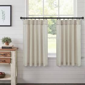 Dancurton Dt-hzdl-hfm-linen-24x24 Pinch Pleat Beige Kitchen Short Curtains 24 Inch Length 2 Panels Back Tab L