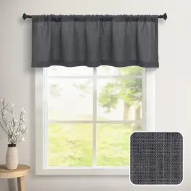 Grey-52x18 Dancurton Dark Grey Linen Window Valance For Kitchen 3 Inch Rod Pocket Light