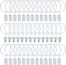Datttcc 313110044094 40 Pack Metal Curtain Rings With Clips Decorative 1.26 Inch-40pack White