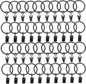 8541874807 Datttcc 40 Pack Metal Curtain Rings With Clips Black Decorative Drapery Rustproof