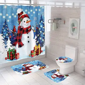 Chirstmas7171 Dds-dudes Christmas Shower Curtain Set For Bathroom Decor Xmas Snowman Gift C