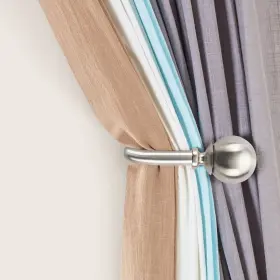 Deco Window 903330101305 Sleek And Functional Satin Silver Round 2 Piece Curtain Holdbacks For Effortl