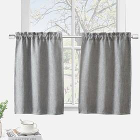 Decohongdi 794497939119 Kitchen Curtains Burlap 36 Inch Linen Textured Bathroom Curtain Light Block