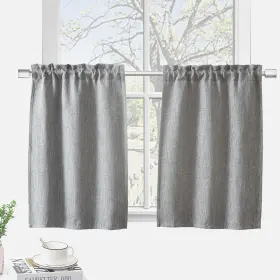 Decohongdi 794497939119 Kitchen Curtains Burlap 36 Inch Linen Textured Bathroom Curtain Light Block