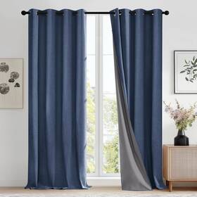 Deconovo Ct2559d-7 Linen-look 100% Blackout Curtains Thermal Insulated Grommet Coating