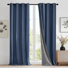 Ct2559d-7 Deconovo Linen-look 100% Blackout Curtains Thermal Insulated Grommet Coating