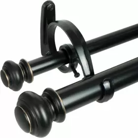 27873a6898 Decopolitan Urn Telescoping Double Drapery Rod Set 72-144 Inch Antique Bronze