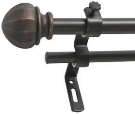 Decopolitan 287556126 Facet Ball 5/8 Inch Double Curtain Rod Set 26 To 48 Inches Vintage