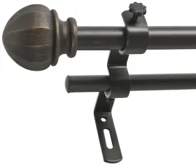 287556126 Decopolitan Facet Ball 5/8 Inch Double Curtain Rod Set 26 To 48 Inches Vintage