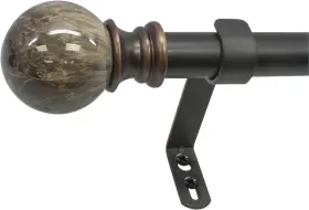 29653-36br Decopolitan Marble Ball Single Curtain Rod 36 To 72 Inches Brown