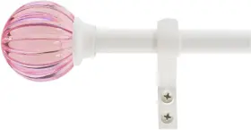 29870-pkwt26 Decopolitan 5/8 Inch Fluted Ball Curtain Rod Set 26 To 48 Inches Pink
