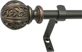 29992-26vb Decopolitan 5/8 Inch Leaf Ball Curtain Rod Set 26 To 48 Inches Vintage Bronze