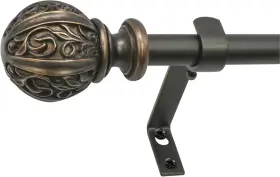 29992-86vb Decopolitan Leaf Ball 5/8 Inch Curtain Rod Set 86 To 128 Inches Vintage Bronze