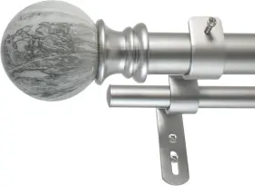 30024-as72 Decopolitan Marble Ball Double Curtain Rod 72 To 144-inches Antique Silver