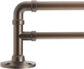 31133 Decopolitan 5/8 Inch Pipe Double Curtain Rod Set 26 To 48 Inches Dark Bronze