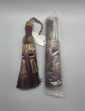 7346 Decopro Baroque 6.5 Inch Decorative Key Tassels Burgundy Sage Gold #7346 2 New