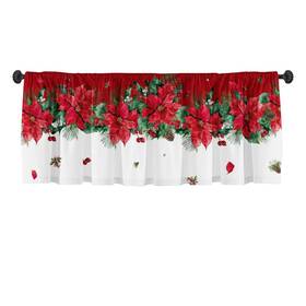 Deztibos Hy2509 Christmas Poinsettia Curtain Valances Decoration Suitable For Kitchen Bedro