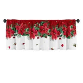 Hy2509 Deztibos Christmas Poinsettia Curtain Valances Decoration Suitable For Kitchen Bedro